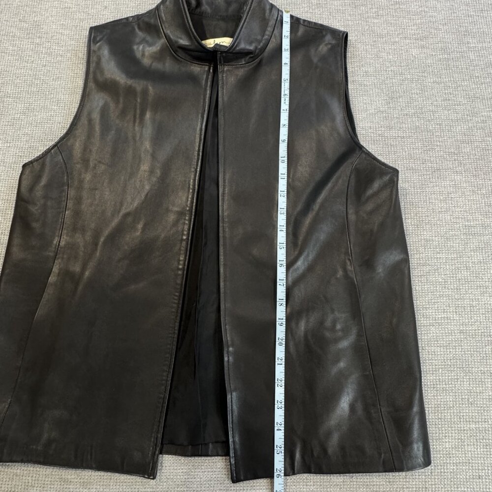 Sibylle Lyn Womens Black Leather Vest Mock Neck Lined Custom Size Spec Biker - Picture 10 of 11